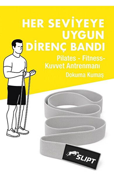 CKSpor Dokuma Direnç Bandı Süper Loop Bandı Tüm Vücut Egzersiz Direnç Lastiği Gri 