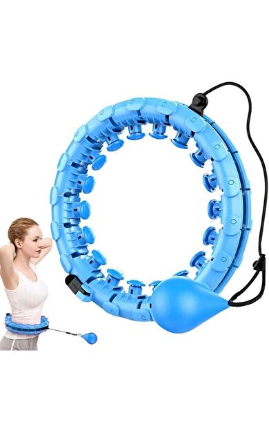 CKSPOR Akıllı Hulahop 24 Parçalı – 360° Ayarlanabilir Masajlı Spor Halkası (Mavi)