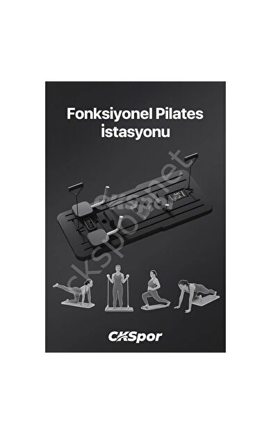 CKSPOR Pilates Tahtası Seti – Reformer Etkili Çok Amaçlı Direnç Lastikli, Diz Minderli Ev Tipi Pilates Aleti (Siyah)