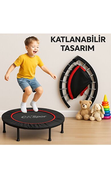 CKSPOR 102 cm Katlanabilir Trambolin – Kırmızı Renk Kuruluma Hazır Mini Trambolin (40 İnç)