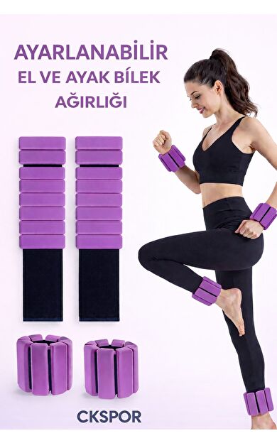 CKSPOR 1 KG Ayarlanabilir Silikon El ve Ayak Bilek Ağırlığı - 2x500g Çok Fonksiyonlu Kondisyon ve Fitness Seti (Mor)
