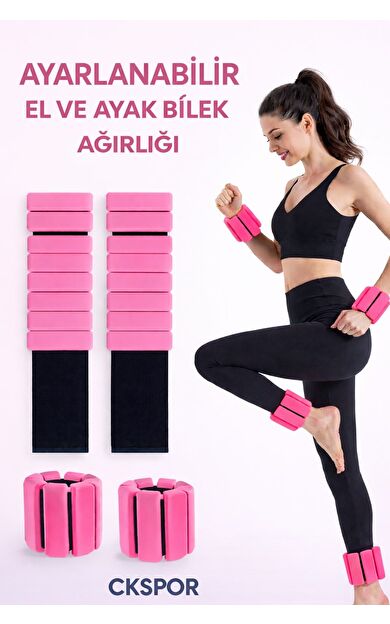 CKSPOR 1 KG Ayarlanabilir Silikon El ve Ayak Bilek Ağırlığı - 2x500g Çok Fonksiyonlu Kondisyon ve Fitness Seti (Pembe)