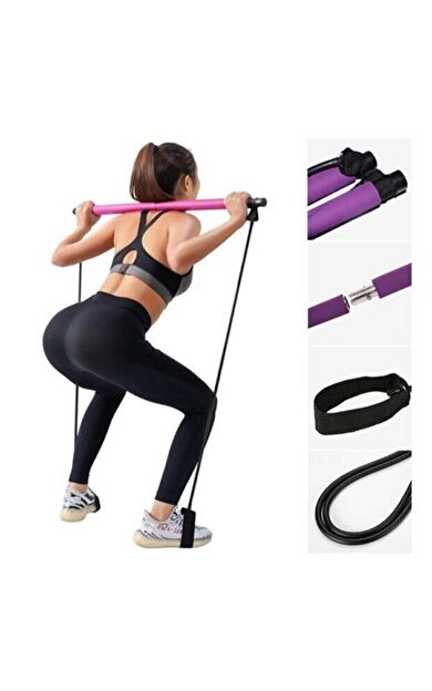 CKSPOR Pilates Studio Çubuğu – Direnç Bantlı Evde Spor ve Vücut Egzersiz Aleti