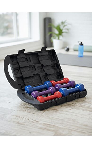 10 KG Renkli ve Çantalı Vinil Dambıl Seti – Demir Dolgulu, Vinly Kaplamalı Konforlu Fitness Ağırlık Seti