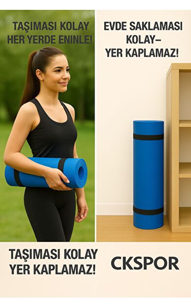 CKSPOR 8 mm Pilates Matı – Yoga ve Fitness Egzersiz Minderi (Mavi)
