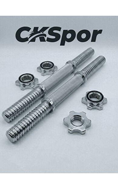 CKSPOR 2 Adet 35 CM Krom Dumbbell Barı Seti - Yıldız Vidalı Çelik Ağırlık Barı (20 mm Çap) - Çiftli Profesyonel Dambıl Barı