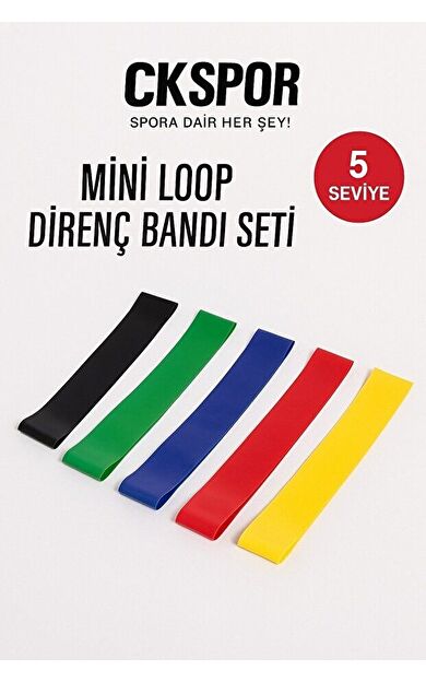 CKSPOR 5’li Direnç Bandı Seti – Farklı Sertliklerde Aerobik ve Pilates Güç Bantları