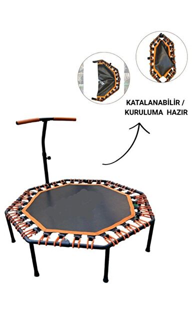 CKSPOR 135 cm Katlanabilir Sekizgen Step Trambolin – Tutunmalı, Ayarlanabilir Bar (Turuncu)
