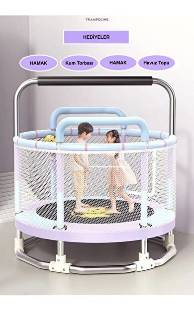 CKSPOR 150 cm (60 İnç) Güvenlik Fileli Büyük Boy Çocuk Trambolini – Ekstra Hediyeli Trambolin