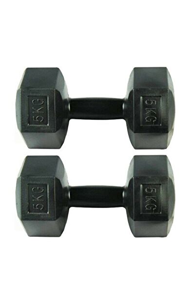 CKSPOR 2 x 5 kg Plastik Dambıl Seti – Evde Fitness ve Kuvvet Antrenmanı Seti (Siyah)