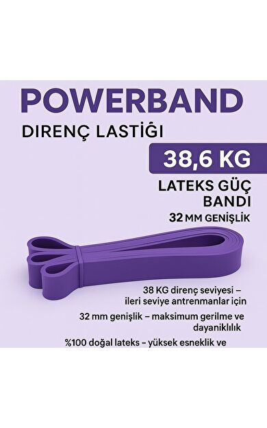 CKSPOR 32 mm Mor Güç Bandı – En Sert Direnç Seviyeli Fitness Powerband Direnç Lastiği