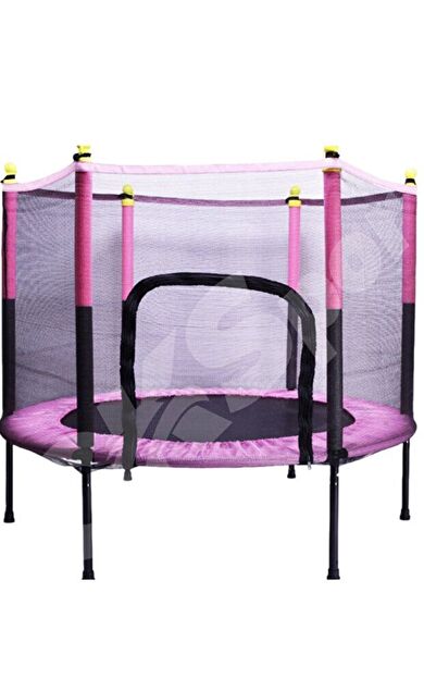 CKSPOR Fileli Büyük Boy Trambolin 140 cm Pembe – Korumalı Kolay Kurulum Ev ve Bahçe Trambolini