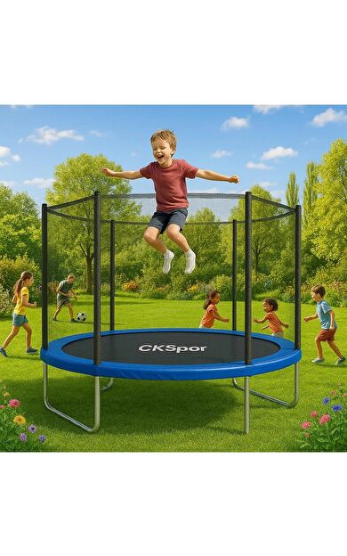 CKSPOR 183 cm Trambolin – Büyük Boy Fileli Dış Mekan Trambolini (Mavi)