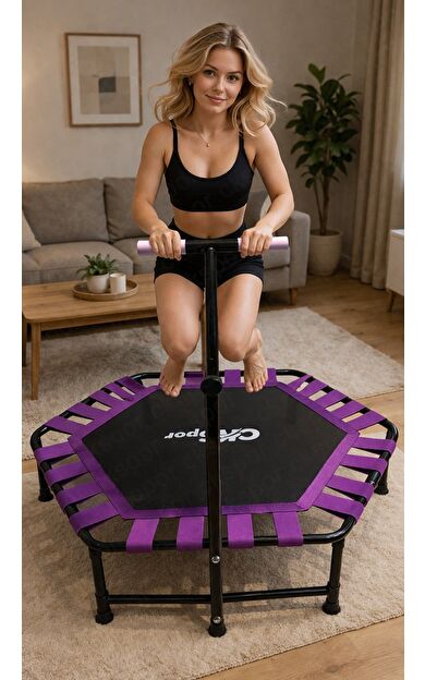 CKSPOR 45 Inç Katlanır Tutunmalı Fitness Trambolini 150 KG (Mor)