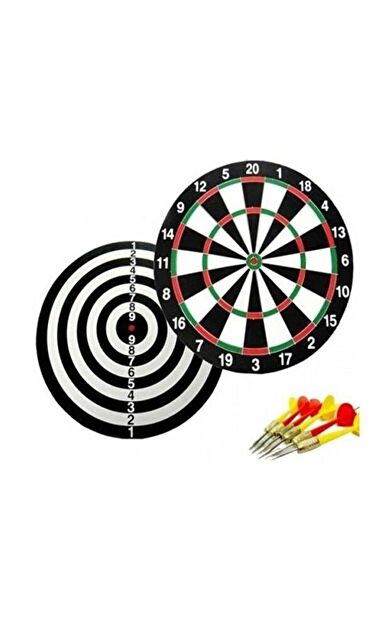 CKSpor 12 İnç Dart Tahtası Mini Boy Çift Taraflı Dart Oyun Seti 4 Oklu