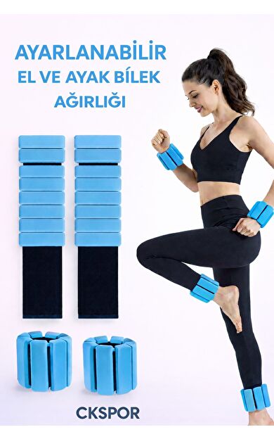 CKSPOR 1 KG Ayarlanabilir Silikon El ve Ayak Bilek Ağırlığı - 2x500g Çok Fonksiyonlu Kondisyon ve Fitness Seti (Mavi)