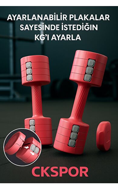 CKSPOR Ayarlanabilir Dambıl Seti 2×2,5 kg – Spor ve Fitness Aleti (Pembe)