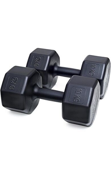 CKSPOR 2 x 10 kg Plastik Dambıl Seti – Evde Fitness ve Kuvvet Antrenmanı Seti (Siyah)