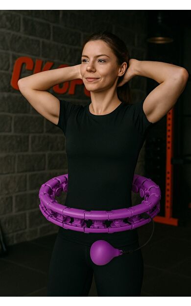 CKSPOR Akıllı Hulahop 24 Parçalı – 360° Ayarlanabilir Masajlı Spor Halkası (Mor)