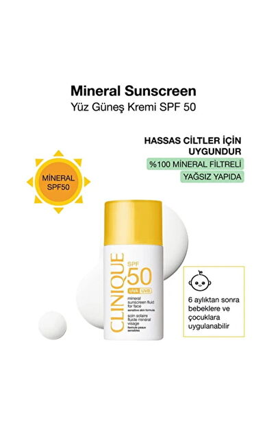 Clinique Yüz için Mineral Güneş Kremi SPF50 30 ml
