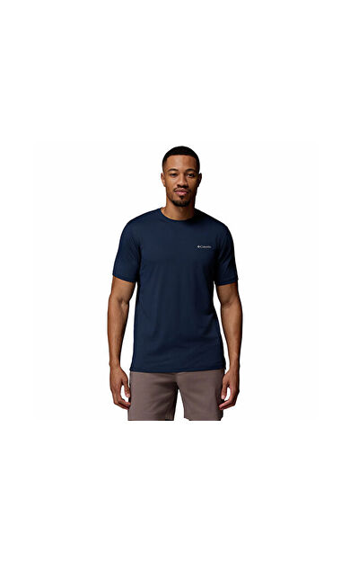 Columbia Tech Trail Utility Ss Crew Erkek Günlük Tişört 2118571465 Lacivert