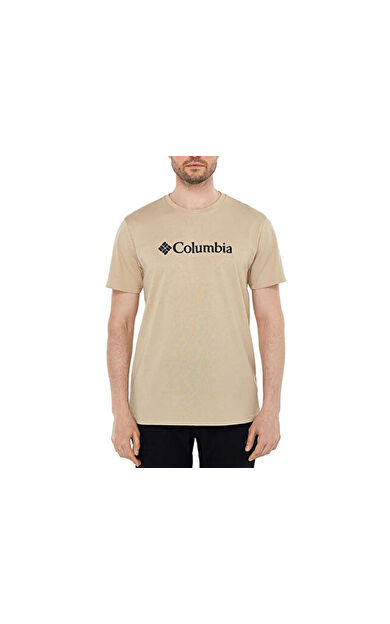 Columbia M Basic Big Logo Brushed Ss Tee Erkek Günlük Tişört 9110141271 Krem