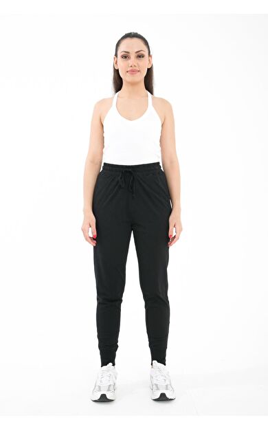 Comm-Ci Esme Cepli Paçası Lastikli Rahat Kesim Pantolon - siyah