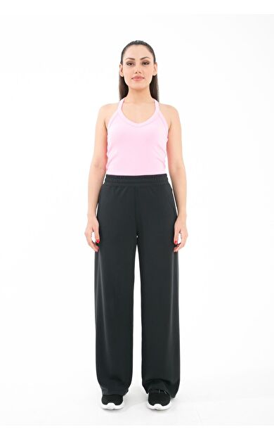 Comm-Ci Manu Cepli Rahat Kesim Geniş Paça Örme Pantolon - siyah