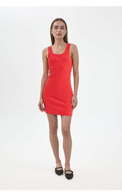 Coool Bodycon Basic Kolsuz Fitilli Kaşkorse Mini Elbise