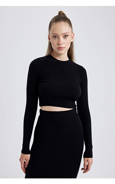 DeFactoFit Coool Slim Fit Bisiklet Yaka Kazak