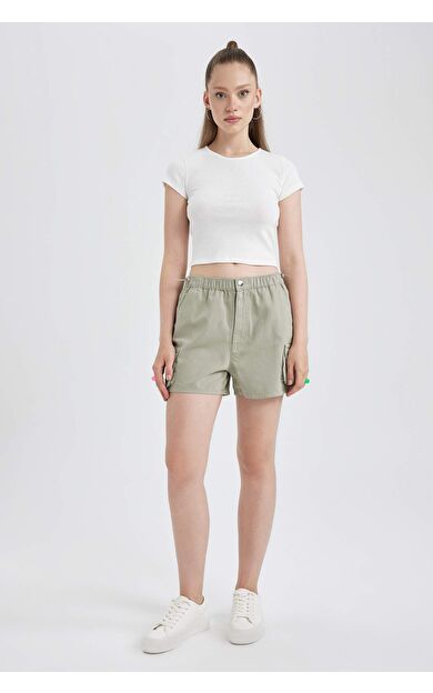 DeFactoFit Coool Regular Fit Normal Bel Gabardin %100 Pamuk Şort A3688AX23SMGN497