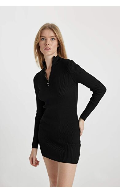 DeFacto DeFactoFit Coool Slim Fit Yarım Balıkçı Yaka Triko Elbise