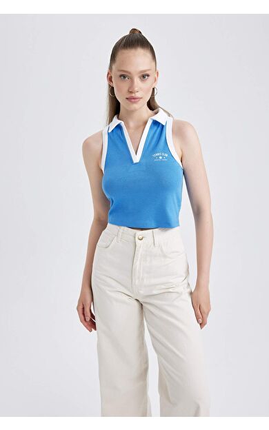 DeFactoFit Coool Fitted Slogan Baskılı Ribana Atlet B1252AX23HSBE277