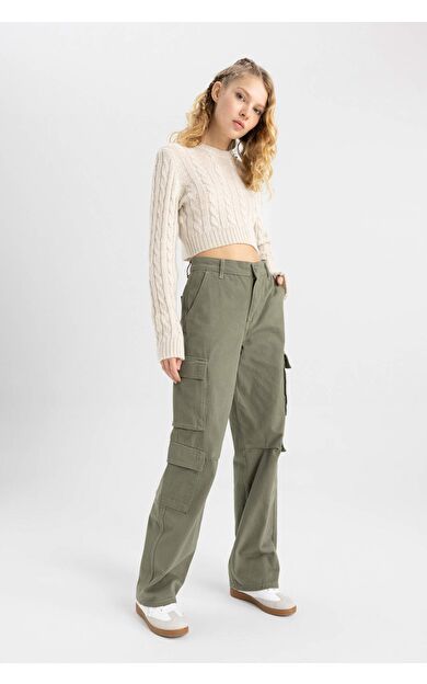 DeFacto Coool Straight Fit Kargo Gabardin Pantolon