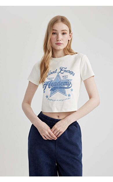 DeFactoFit Coool Fitted Baskılı Kısa Kollu Tişört B7063AX24SMWT32