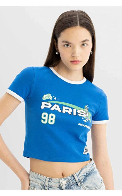 DeFactoFit Coool Looney Tunes Fitted Bisiklet Yaka Baskılı Kısa Kollu Tişört