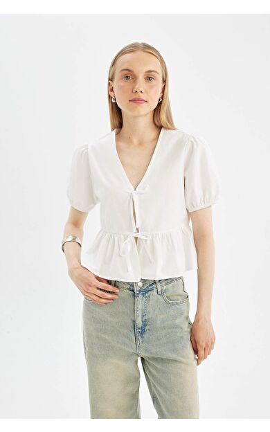 Coool Regular Fit Poplin Kısa Kollu Bluz