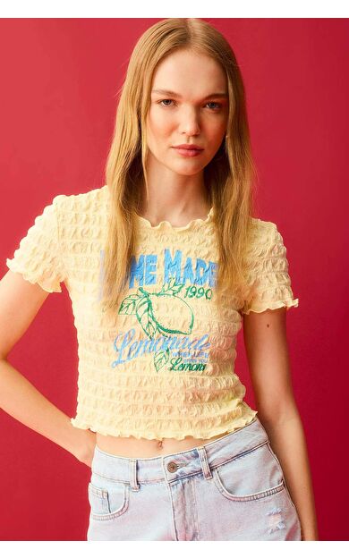 DeFactoFit Coool Fitted Bisiklet Yaka Baskılı Kısa Kollu Tişört D2616AX24SMYL273