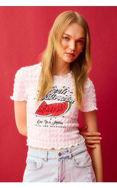 DeFactoFit Coool Fitted Bisiklet Yaka Baskılı Bubble Kısa Kollu Tişört