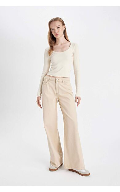 Okula Dönüş Coool Wide Leg Normal Bel Gabardin Pantolon