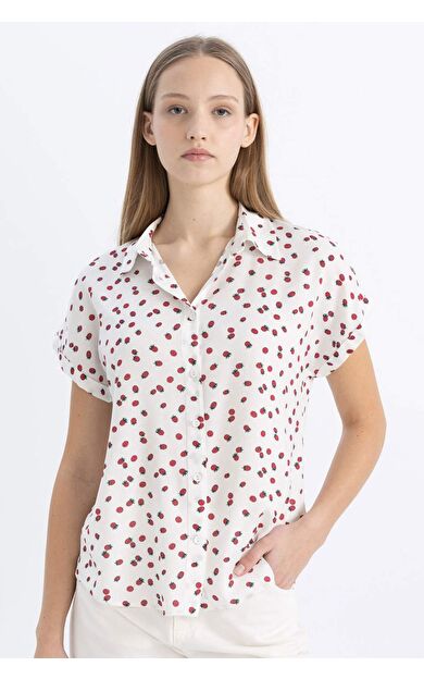 DeFactoFit Coool Desenli Kısa Kollu Gömlek Z1661AZ24SPRD197
