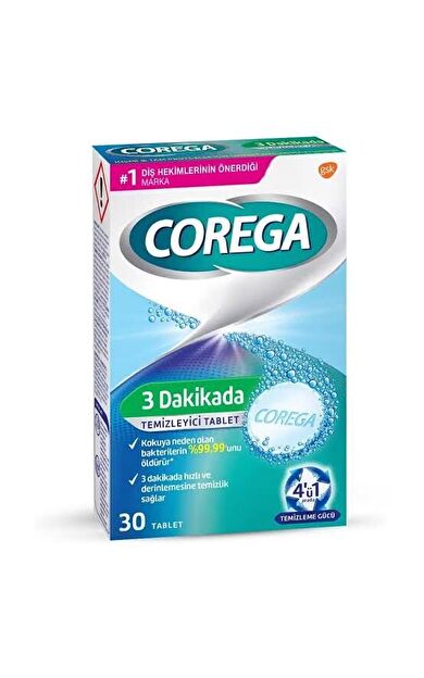 Corega 3 Dakikada Diş Protezi Temizleyici 30 Tablet