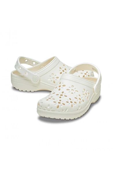 Classic Floral Cut Out Clog Bebek Terlik 210944-0WV Chalk