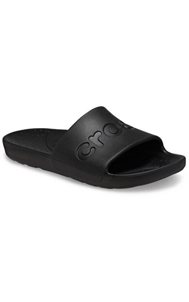 Unisex Marka Logolu Şık Görünüşlü Tek Bantlı Kalın Tabanlı Kaymaz Rahat Dayanıklı Terlik Black Terli
