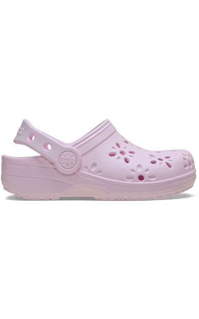 Classic Floral Cut Out Clog T Pembe Çocuk Terlik