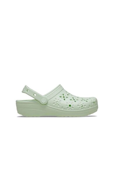 Classic Floral Cut Out Clog Kadın Yeşil Terlik