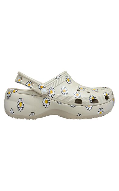 Crocs Classic Platform Floral Clog Kadın Terlik Gri