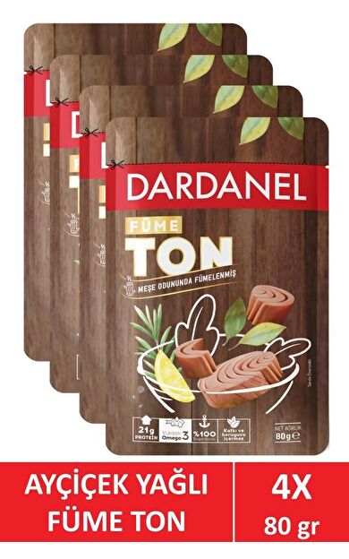 Dardanel Dardanel Ayçiçek yağlı füme ton 4 X 80 gr