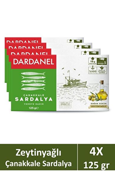 Dardanel Dardanel Zeytinyağlı Çanakkale Sardalya 125 gr x 4 Adet
