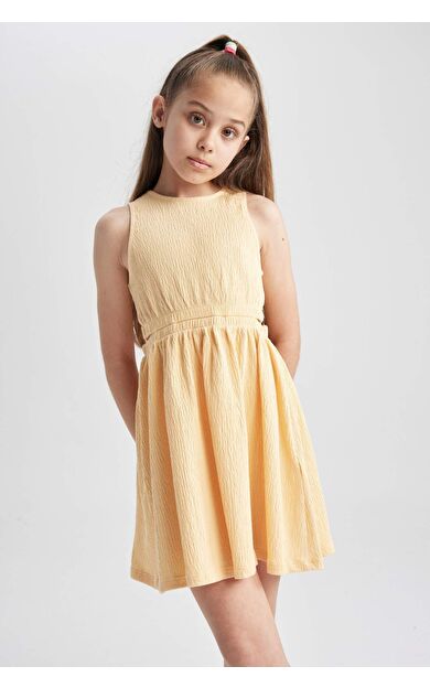 DEFACTO Kız Çocuk Kolsuz Pamuklu Elbise